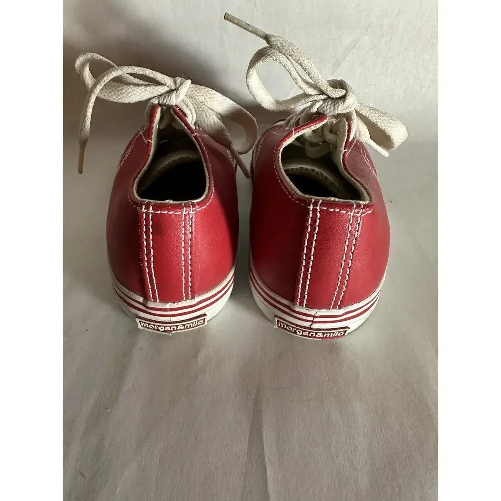 Pre-loved Morgan and Milo Boy/Girl Red Sneakers Size 8T Leather Upper Run Walk